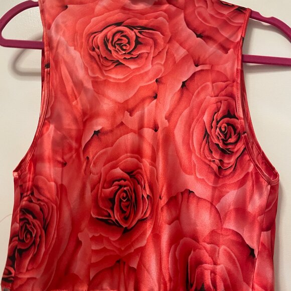 Vintage Red CoverUp Roses Dress - Picture 6 of 8